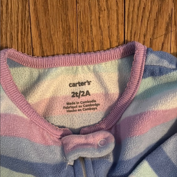 Carter's Cozy Blue and Pink and Purple Footies Pajamas - Picture 3 of 9